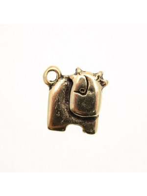 Ciondolo a forma di mucca liscia piatta stilizzata 14x14 mm.