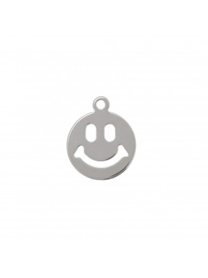 Ciondolo a forma di tondo con Smile, forato, lungo 9 mm., largo 8 mm.
