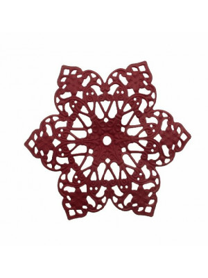 Filigrana a forma di fiore a sei petali, base in ottone, 63 mm., colore Bordeaux effetto gommoso