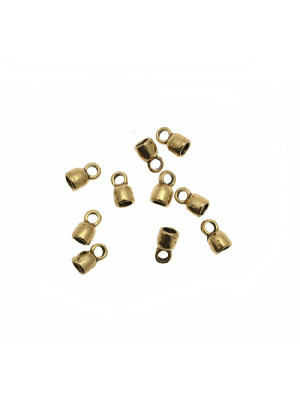 Terminale per cordoncini a forma di tubo martellato con un anello finale, 5x10 mm.