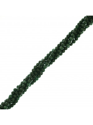 Filo di pietre dure tonde, diametro 4 mm., colore Giada Verde Scuro