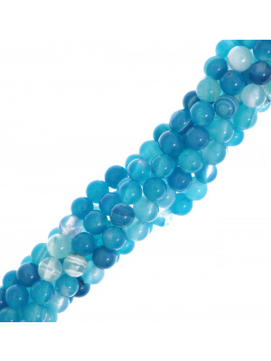 Filo di perle in vetro tondo , diametro 4 mm., colore AGATA STRIATA AZZURRA