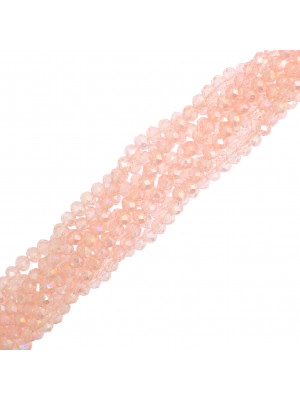 Filo di Cipollotti in Cristallo, 4x3 mm., colore ROSA CHIARO LISTRATO