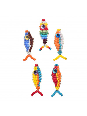Ciondolo Pesce con Conteria colorata, piatto, 14x45mm