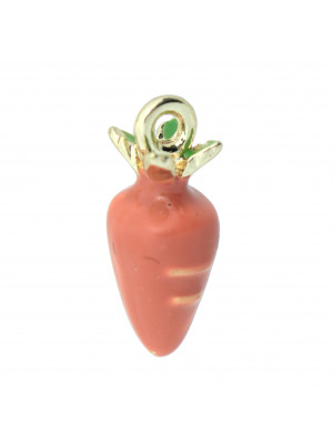 Ciondolo a forma di Carota Smaltata, 6x14 mm., base Oro Lucido