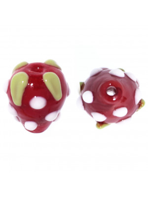 Ciondolo Fragola in vetro 13x14mm., con foro passante