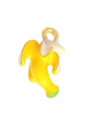 Ciondolo smaltato a forma di Banana aperta, 12x16 mm.