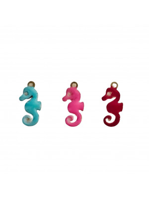 Ciondolo Cavalluccio smaltato ambo i lati, piatto, 12x5mm