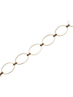 Catenain ottone ovale, formata da un anelli 20x14 mm., collegati da una maglia doppia