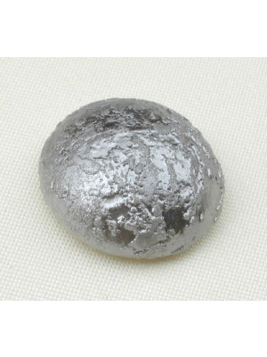 Cabochon tondo martellato, in cristallo, colore GRIGIO METALLIZATO