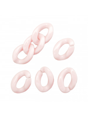 Elemento a Grumetta apribile, componibile per catena, 22x16 mm., in resina, colore Rosa Chiaro