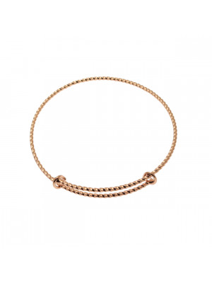 Base per bracciale regolabile, formato da un cerchio effetto ritorto, spessore 2 mm., diametro medio 70 mm.