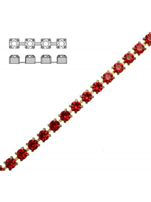 Catena strass, con cristalli Preciosa, base in metallo colore ottone, colore strass LIGHT SIAM