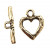 Chiusura a T a forma di cuore martellato 25x22 mm.