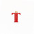  Ciondolo a forma di lettera "T", smaltato Rosso, 10x14 mm.
