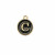  Ciondolo a forma di medaglia tonda con lettera "C", smaltata Nera, 12x14 mm.