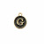  Ciondolo a forma di medaglia tonda con lettera "G", smaltata Nera, 12x14 mm.