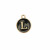  Ciondolo a forma di medaglia tonda con lettera "L", smaltata Nera, 12x14 mm.