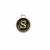  Ciondolo a forma di medaglia tonda con lettera "S", smaltata Nera, 12x14 mm.