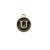  Ciondolo a forma di medaglia tonda con lettera "U", smaltata Nera, 12x14 mm.