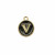 Ciondolo a forma di medaglia tonda con lettera "V", smaltata Nera, 12x14 mm.