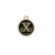  Ciondolo a forma di medaglia tonda con lettera "X", smaltata Nera, 12x14 mm.