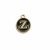  Ciondolo a forma di medaglia tonda con lettera "Z", smaltata Nera, 12x14 mm.