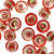 Murrina con foglia argento all'interno, a forma di bicono, 15 mm., con foro passante, colore Rosso