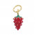 Ciondolo a forma di Fragola smaltata rosso e verde, 7x15 mm., base Oro Lucido