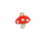 Ciondolo a forma di Fungo smaltato rosso con puntini bianchi, 13x14 mm., base Oro Lucido