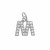 Ciondolo a forma di lettera "M", 9x9 mm., strass colore Crystal, base colore Argento Rodio