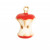 Ciondolo a forma di Mela Morsicata smaltato rosso e bianco, 9x15 mm., base Oro Lucido