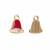 Ciondolo a forma di Campana piccolo smaltato, 12x9 mm., smaltato su un lato, colore Rosso e Bianco
