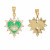 Ciondolo a forma di Cuore, con occhio all'interno, con strass attorno colore Crystal, 23x19 mm., base colore Oro Lucido