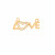 Ciondolo a forma di parola "LOVE", 9x21 mm., strass colore Crsytal, base colore Oro Rosato