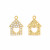 Ciondolo a forma di casa, ricoperto di strass Crystal, 14x11 mm., base Oro Lucido