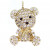 Ciondolo a forma di Orsetto Seduto, con strass colore Crystal, 12x19 mm.