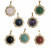 Ciondolo in acciaio oro vintage, forma Tonda con pietra dura, 24x26mm