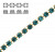 Catena strass, con cristalli Preciosa, base in metallo colore ottone, colore strass BLUE ZIRCON