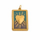 Ciondolo in acciaio oro vintage, forma Rettangolare smaltata con Cuore a rilievo 18x25mm