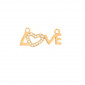 Ciondolo a forma di parola "LOVE", 9x21 mm., strass colore Crsytal, base colore Oro Rosato