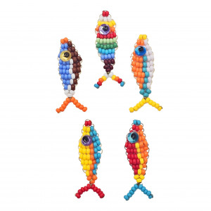 Ciondolo Pesce con Conteria colorata, piatto, 14x45mm