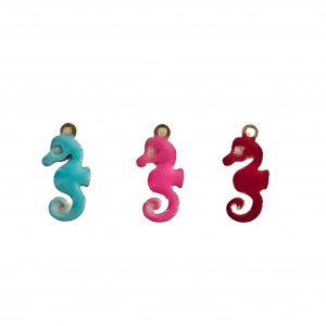Ciondolo Cavalluccio smaltato ambo i lati, piatto, 12x5mm