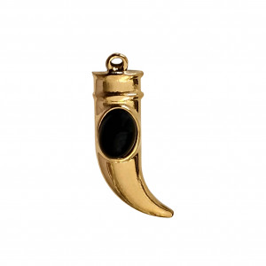Ciondolo in acciaio oro vintage, forma a Corno con pietra dura, 9x29mm