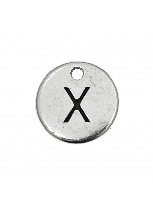  Ciondolo a forma di medaglia tonda con lettera "X", diametro 12 mm.