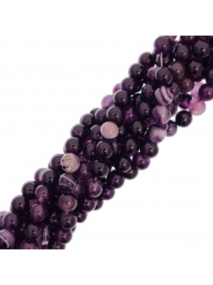 Filo di perle in vetro tondo , diametro 4 mm., colore AGATA AMETISTA SFUMATO