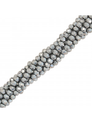 Filo di Cipollotti in Cristallo, 3,5x2,5mm., colore ARGENTO METAL