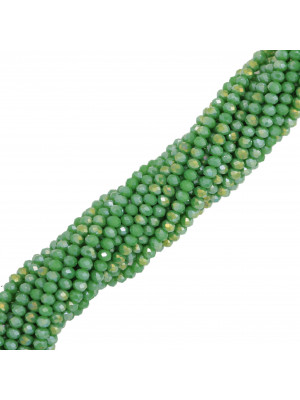 Filo di Cipollotti in Cristallo, 4x3 mm., colore VERDE BOSCO LISTRATO
