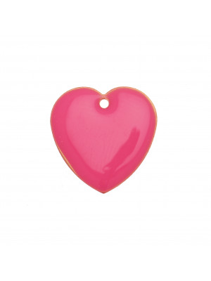 Ciondolo a Cuore, 15x15 mm., smaltato Fucsia