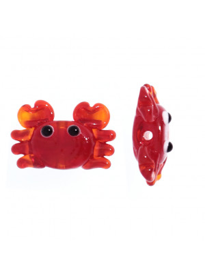 Granchio in vetro foro passante colore Rosso 22x15 mm.
